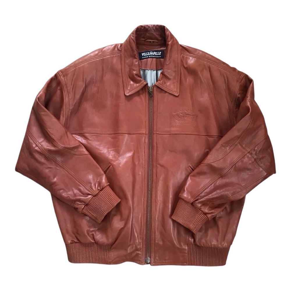 Marc buchanan Pelle Pelle Mens brown leather bomber jacket size 48